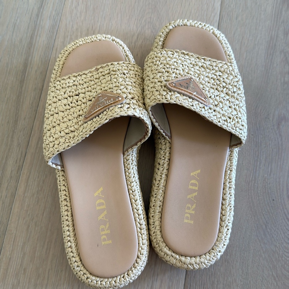 Prada Women's Woven Tan Sandals - Picture 4 of 10